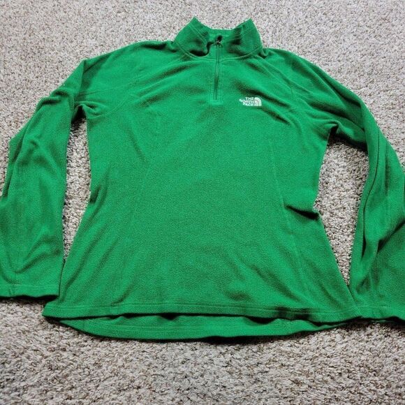 The North Face Sweater Womens XS Green Fleece Pullover Quarter Zip Long Slv … - Picture 1 of 9